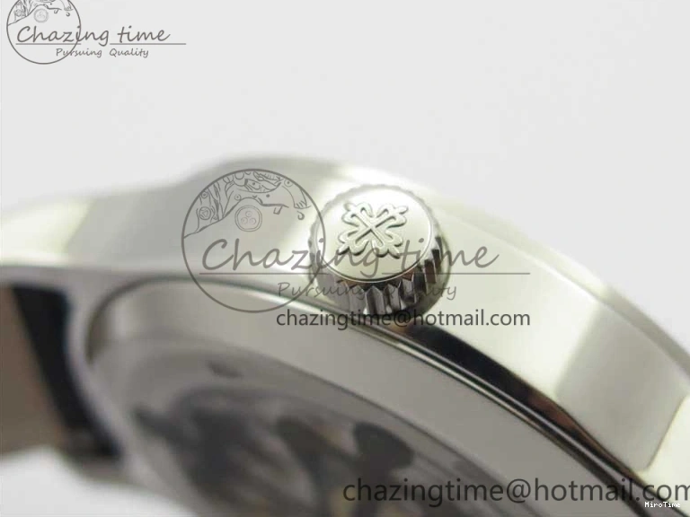 MIROTIME 0122 Practical Calatrava 5524 Pilot Travel Time SS GRF Blue Dial on Black Leather Strap A324 V 7107